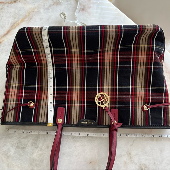 Henri Bendel Red and Black Tartan Tote Bag - Picture 9 of 11